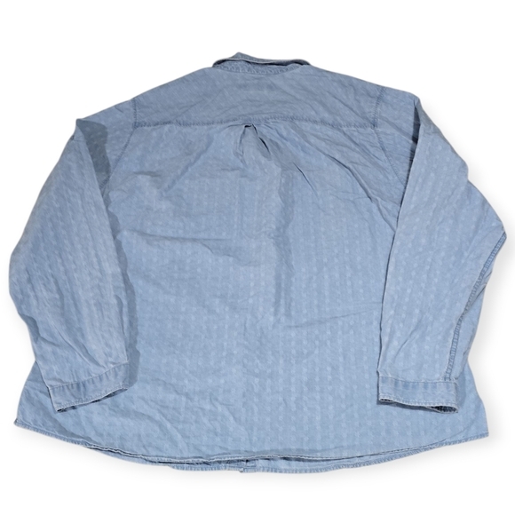 Carbon2Cobalt Women's Chambray Button‎ Up Long Sleeve Shirt Light Wash Dobby XL - Picture 7 of 7